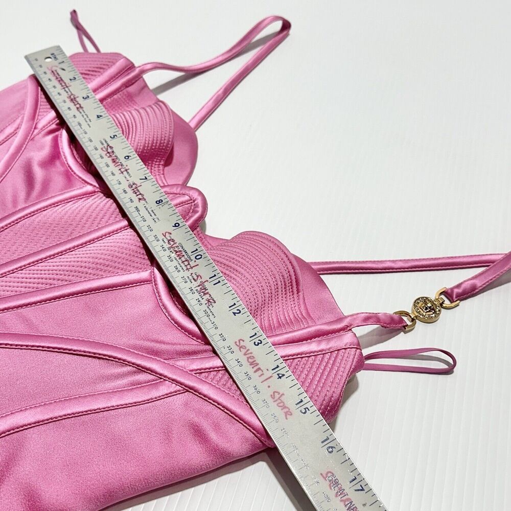 NWT Versace Mini Dress IT 40 US 4 Runway 2022 Medusa Corset Satin Pink $7,395 - Picture 10 of 16